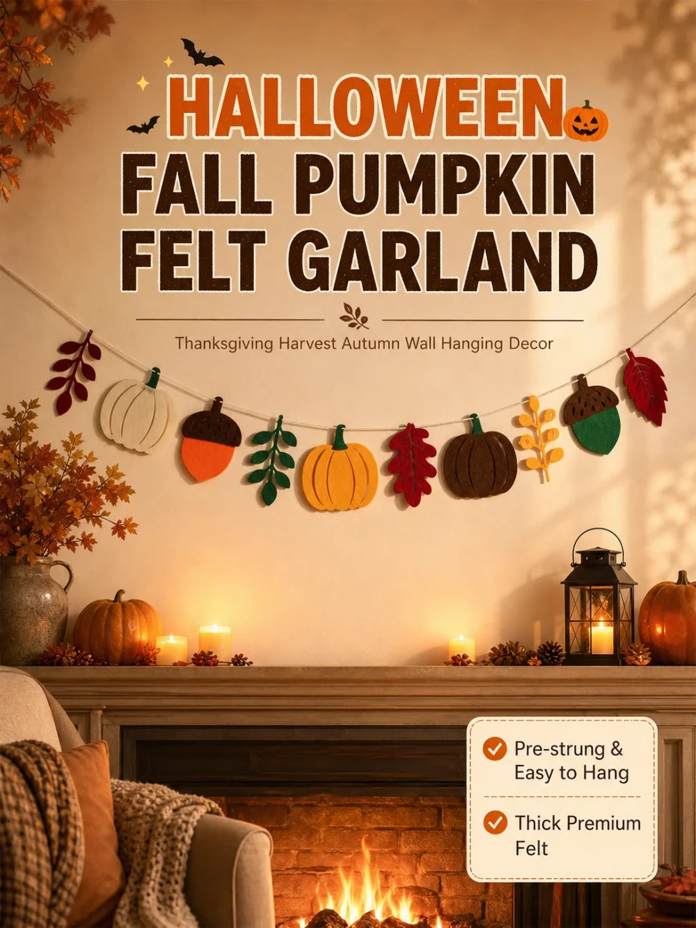Fall Pumpkin Felt Garland