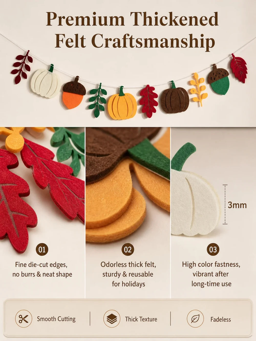 Fall Pumpkin Felt Garland
