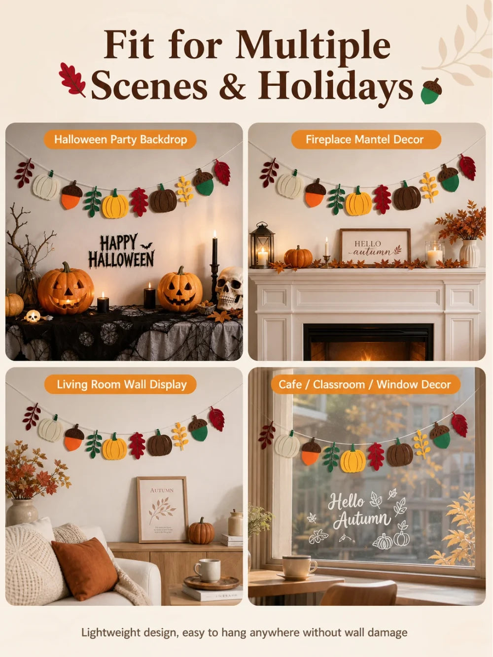 Fall Pumpkin Felt Garland