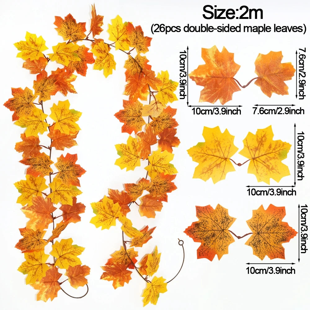 Artificial Autumn Maple Leaf Garland