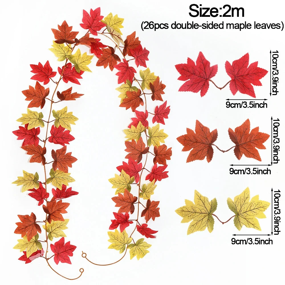 Artificial Autumn Maple Leaf Garland