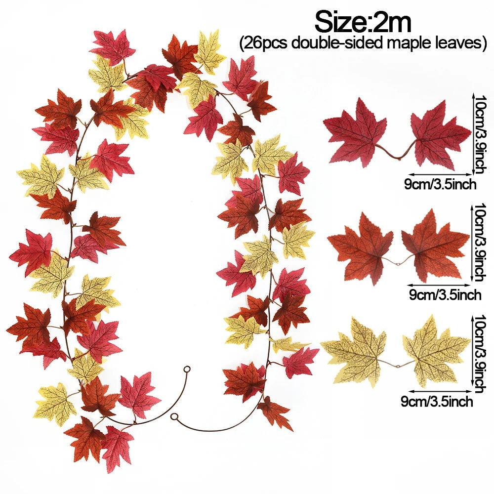 Artificial Autumn Maple Leaf Garland