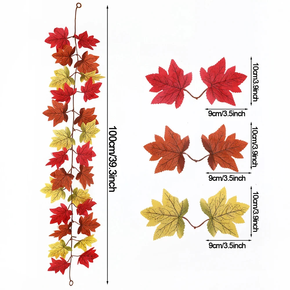 Artificial Autumn Maple Leaf Garland