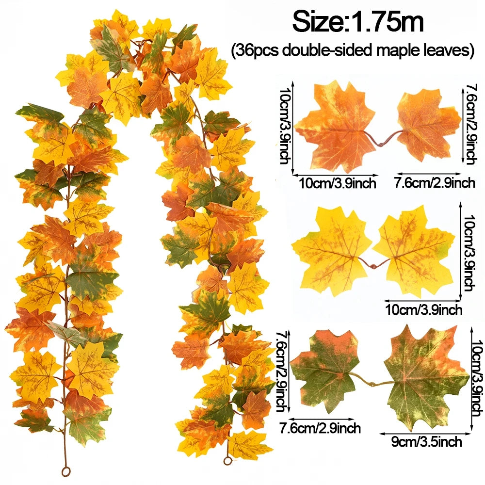 Artificial Autumn Maple Leaf Garland