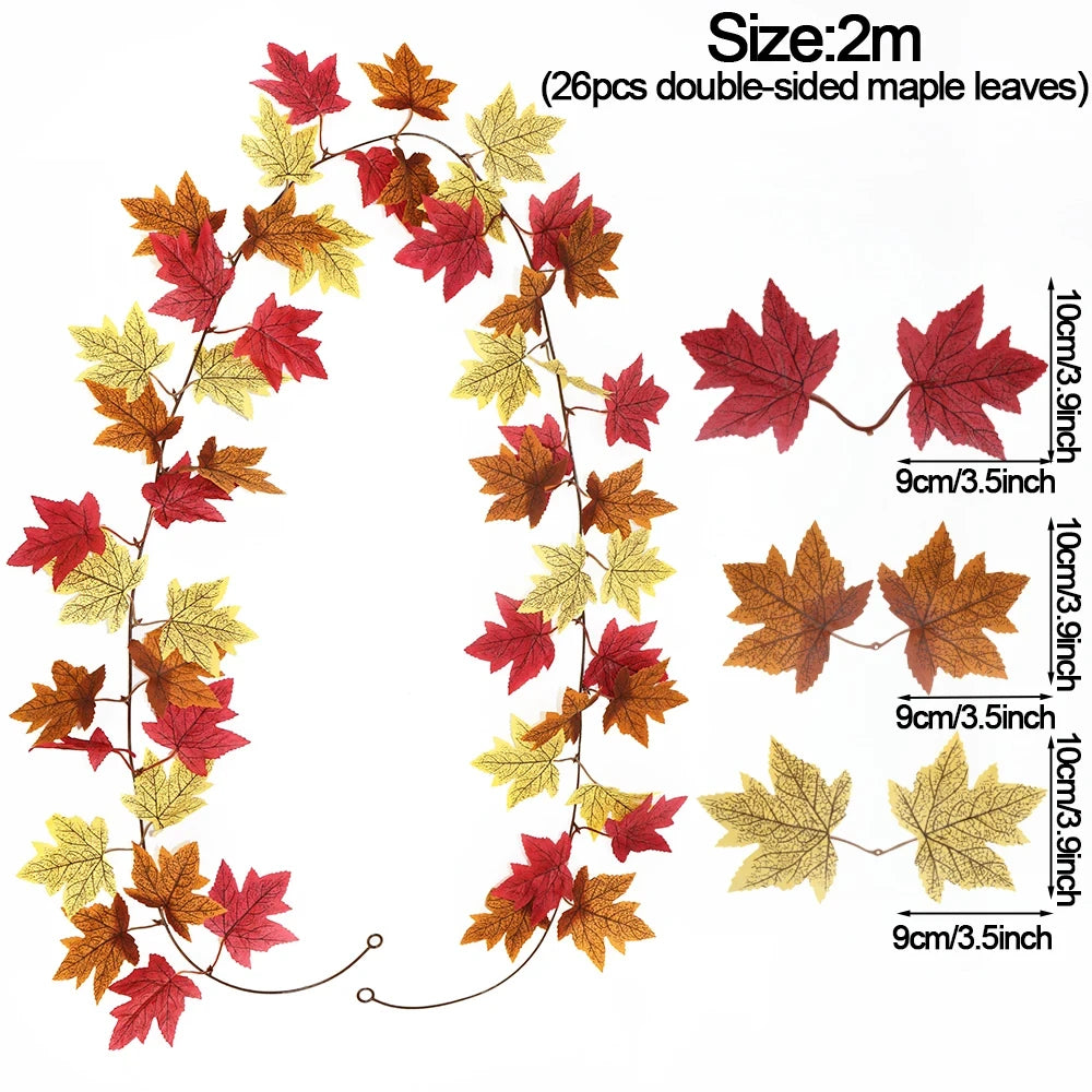Artificial Autumn Maple Leaf Garland