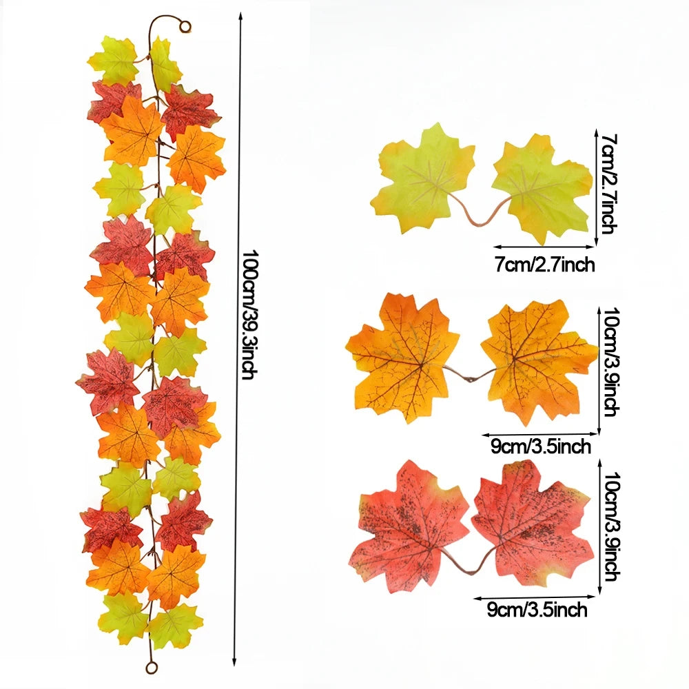 Artificial Autumn Maple Leaf Garland