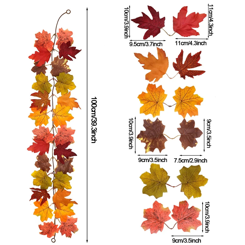 Artificial Autumn Maple Leaf Garland