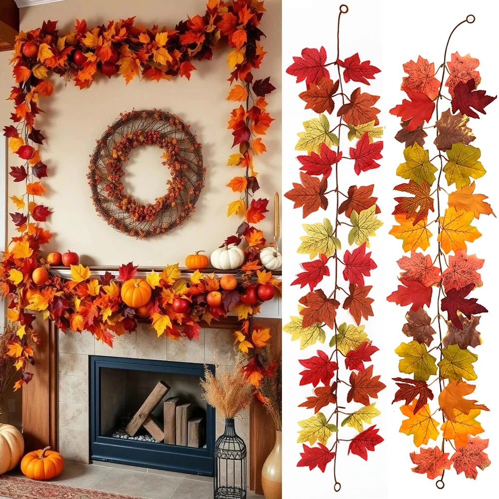 Artificial Autumn Maple Leaf Garland