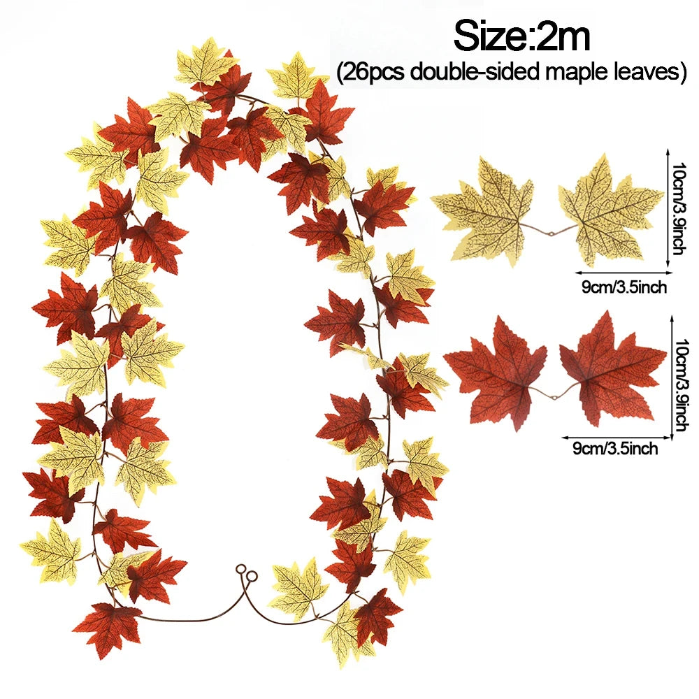 Artificial Autumn Maple Leaf Garland