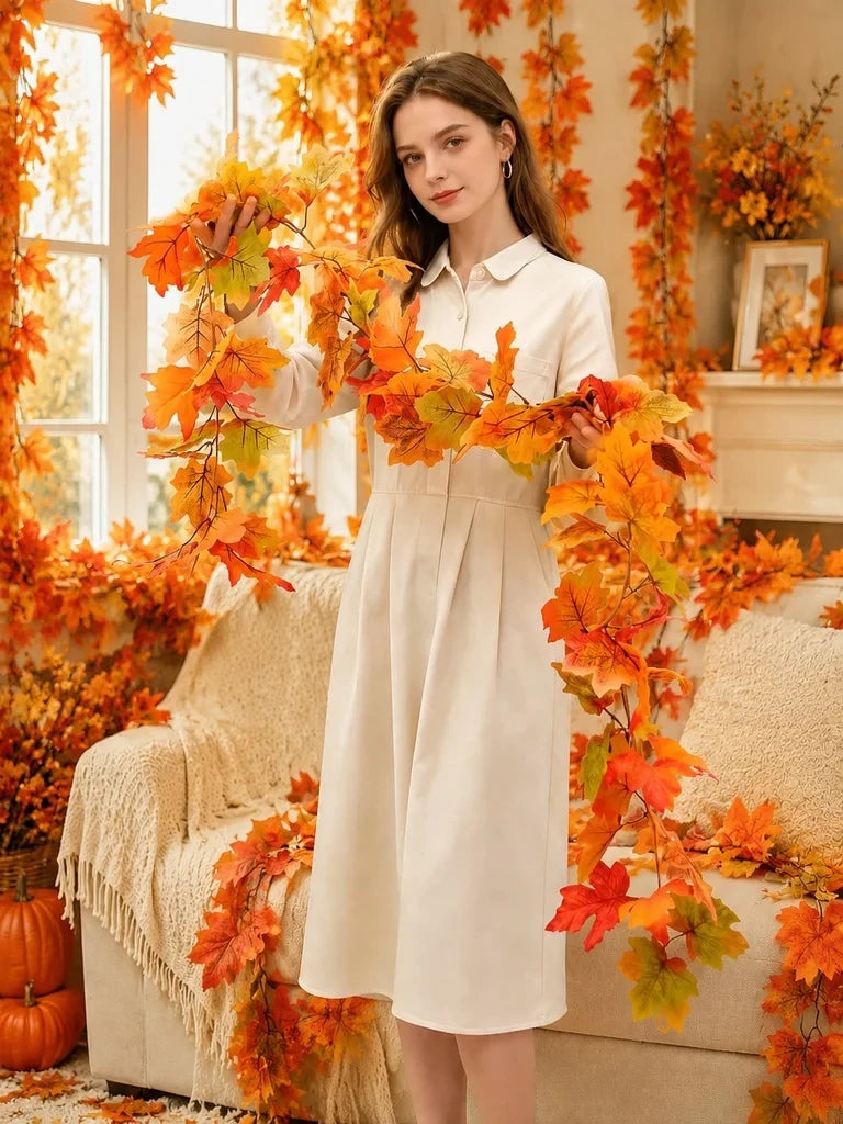 Artificial Fall Maple Leaf Garland