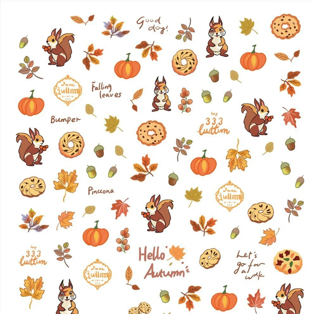 Autumn 5D Embossed Nail Art Stickers