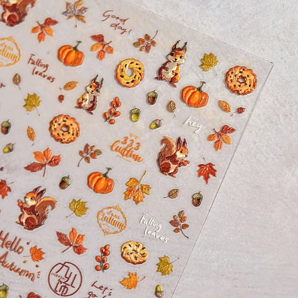 Autumn 5D Embossed Nail Art Stickers