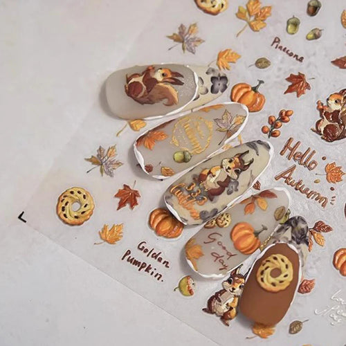 Autumn 5D Embossed Nail Art Stickers