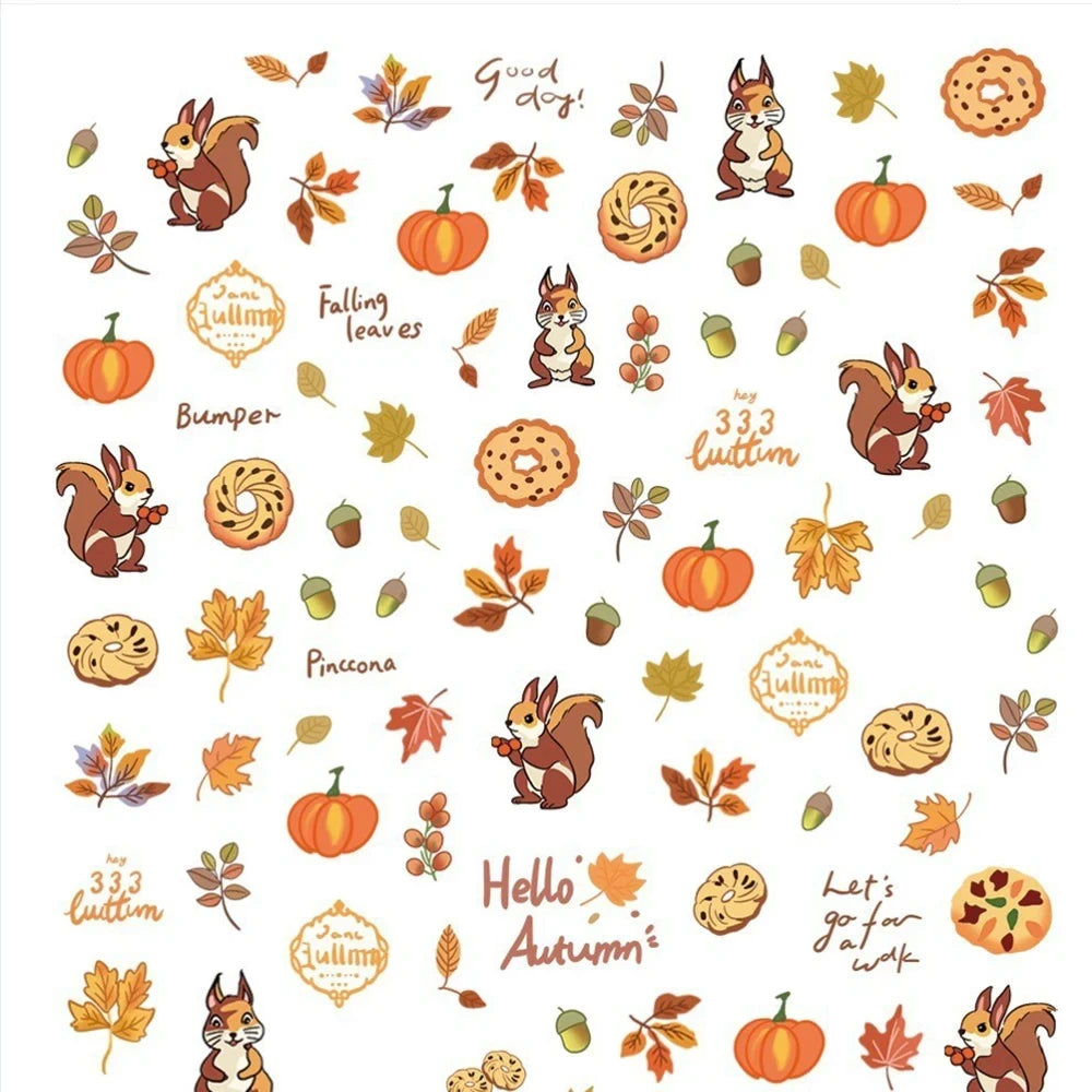 Autumn 5D Embossed Nail Art Stickers